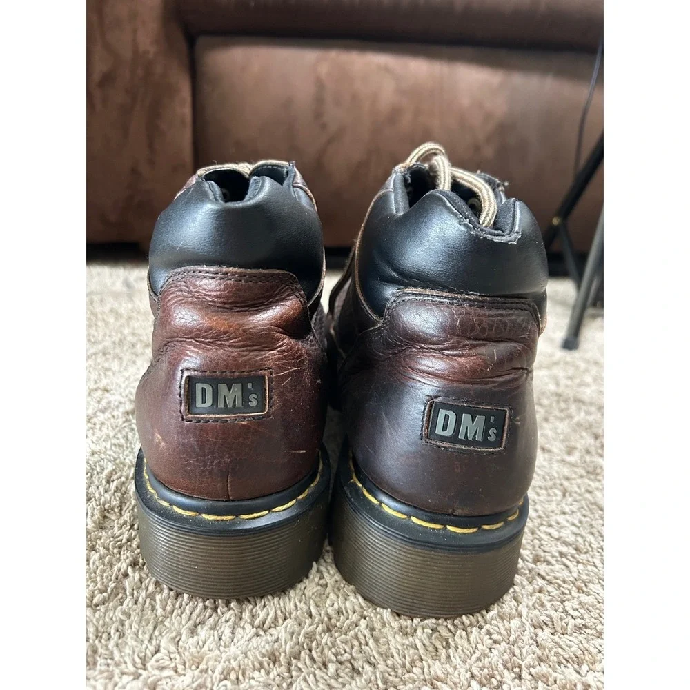 Dr Martens Mens Dark Brown Leather Hiker Boots Size 12 Lug Sole Vintage 90s Punk